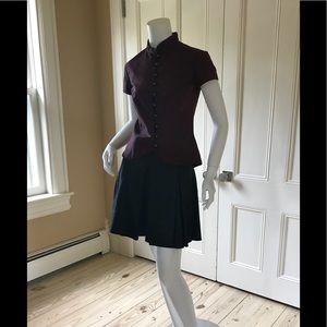 Burgundy 100% silk button down short sleeve top 4